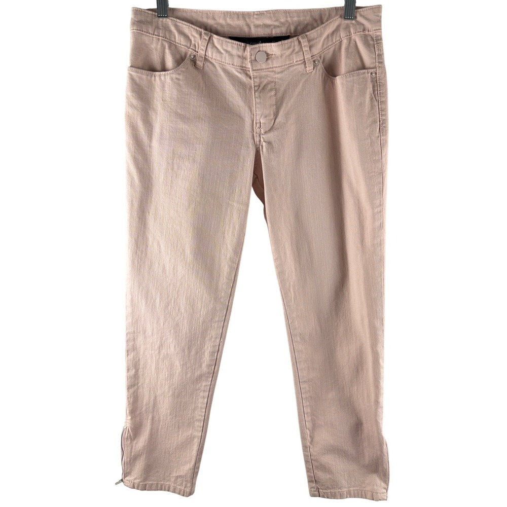 Norma Kamali Pink Ankle Zip Cropped Skinny Denim Pants Womens 4 Softgirl Blush